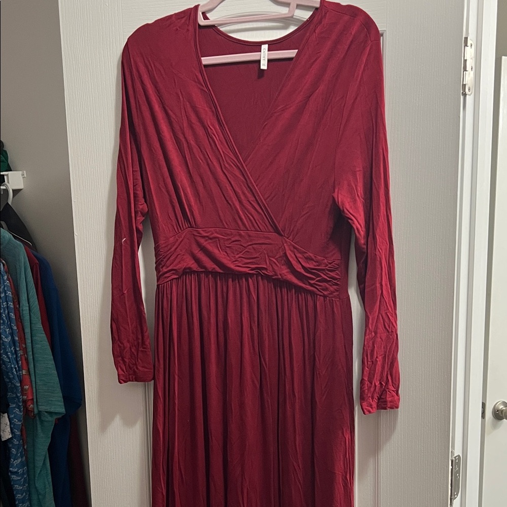 Chic Long Sleeve Burgundy Dress